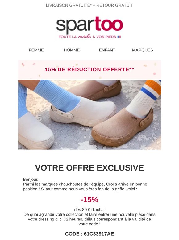 ☝ 15% de réduction sur la marque Crocs : permis de craquer !