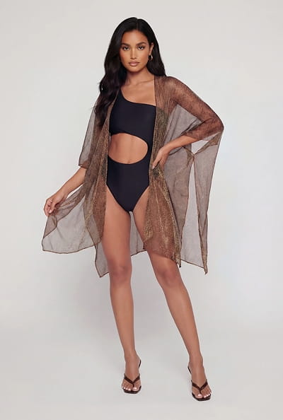 Shop Animal Print Lurex Mesh Swim Cover Up