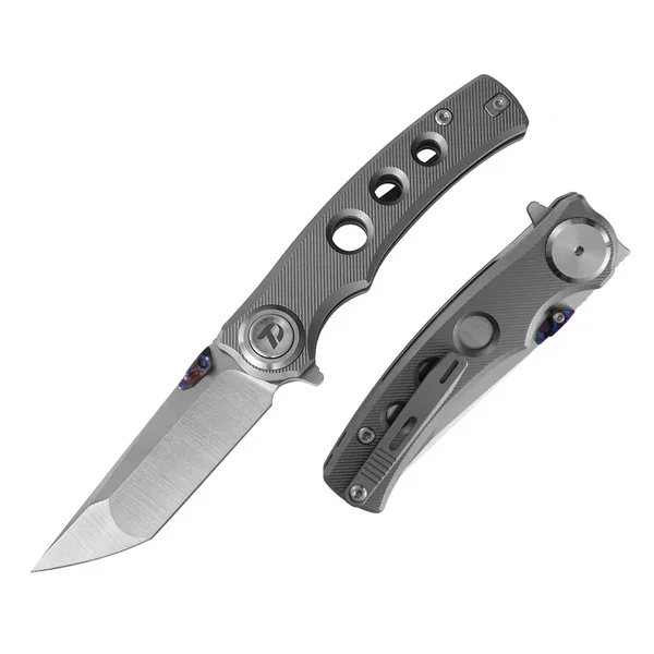 Image of DREAMTECH D3915 FOLDING KNIFE 3.13" M390 SATIN BLADE GRAY TITANIUM HANDLE EDC