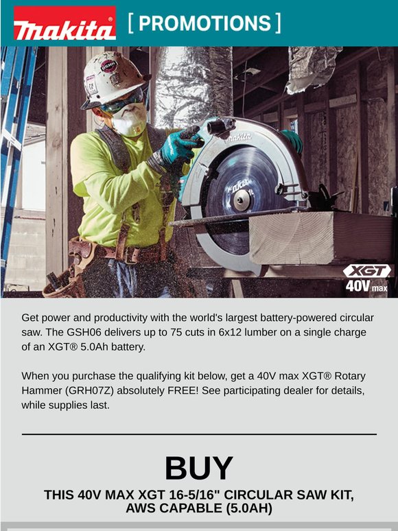New Promo: XGT Circular Saw with Free Rotary Hammer