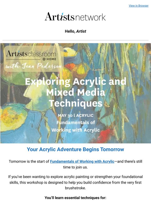 Acrylic Fundamentals Starts Tomorrow 🎨