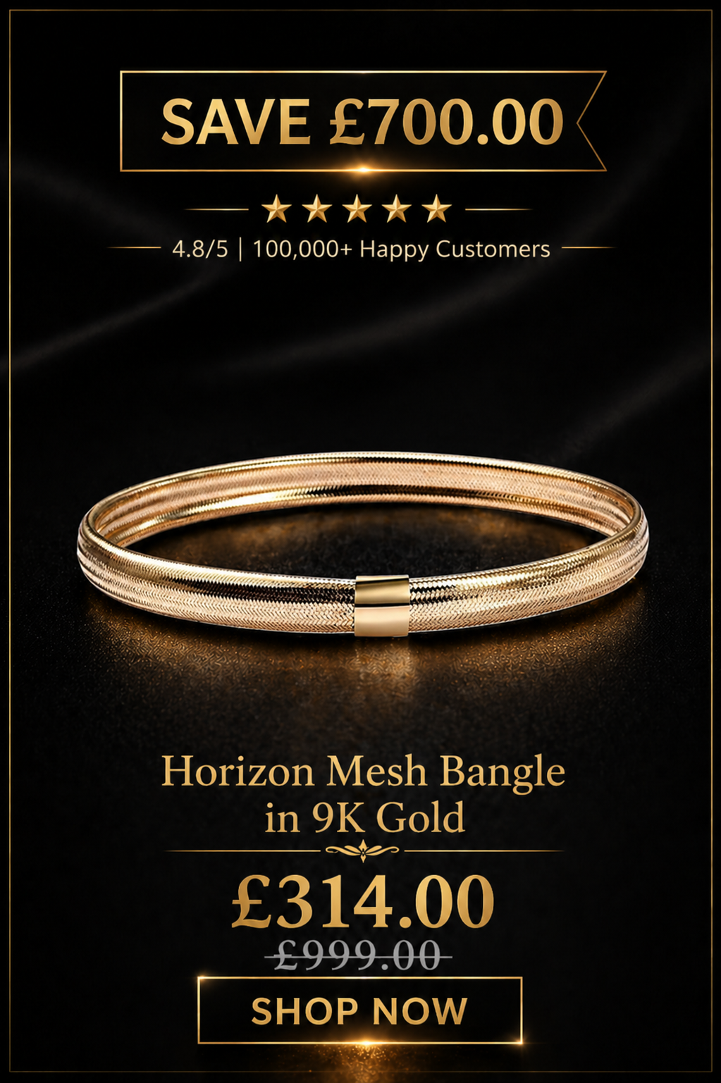Horizon Mesh Bangle in 9K Gold