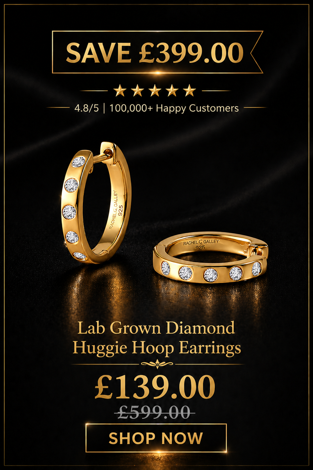 Versa Lab Grown Diamond Huggie Hoop Earrings