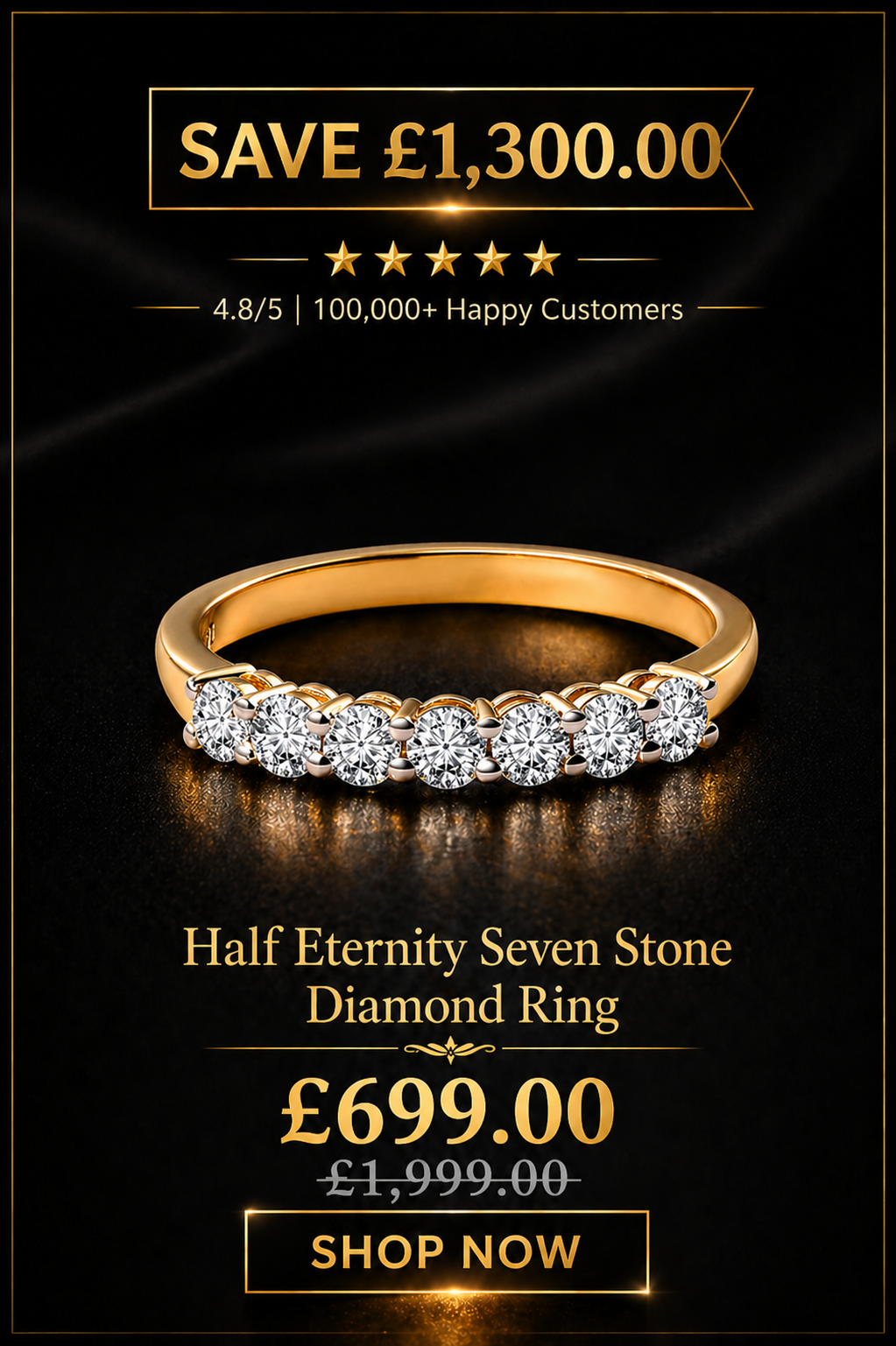 Versa Half Eternity Seven Stone Lab Grown Diamond Ring