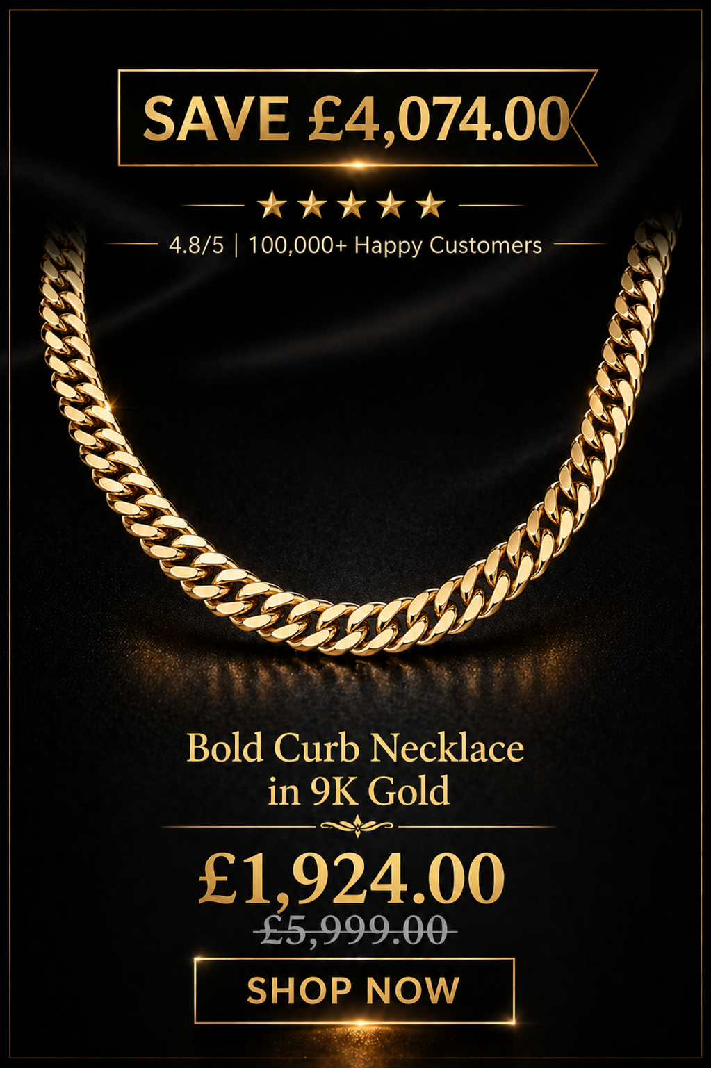 Gold Essential Bold Curb Chain Necklace in 9K Gold