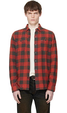 Red & Black Plaid Twill Work Shirt - RRL
