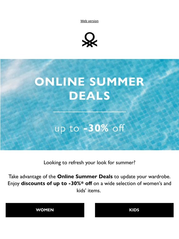 Online Summer Deals: up to -30% off