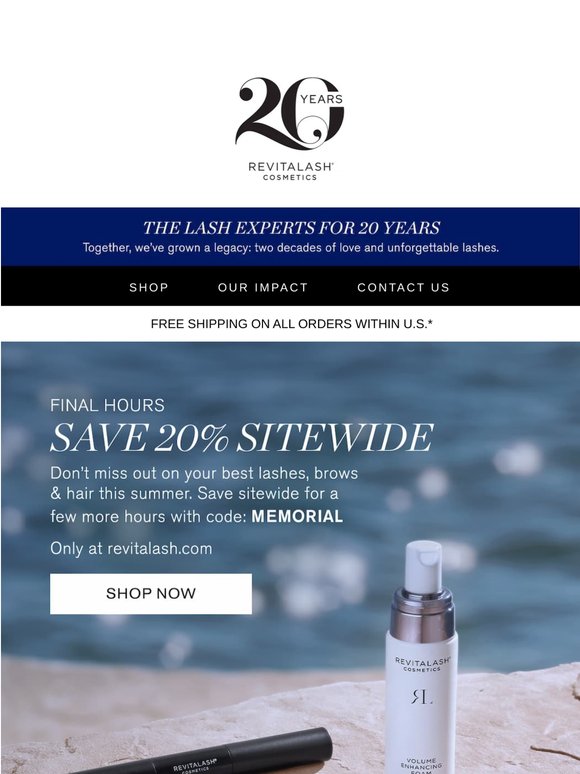 Last call for 20% savings sitewide