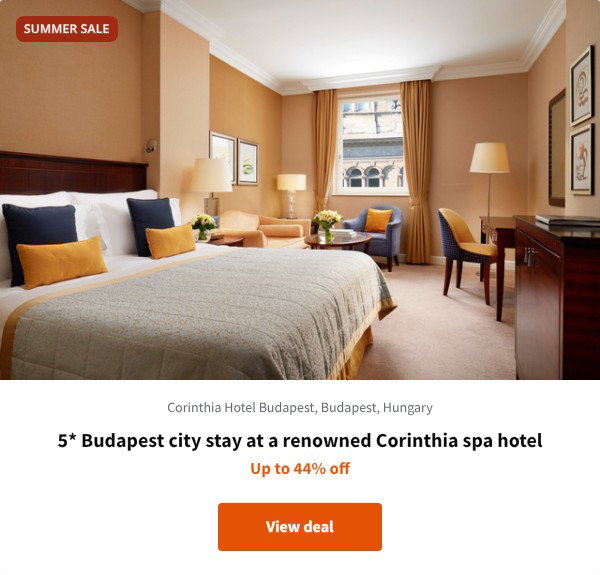 5* Budapest city stay at a renowned Corinthia spa hotel