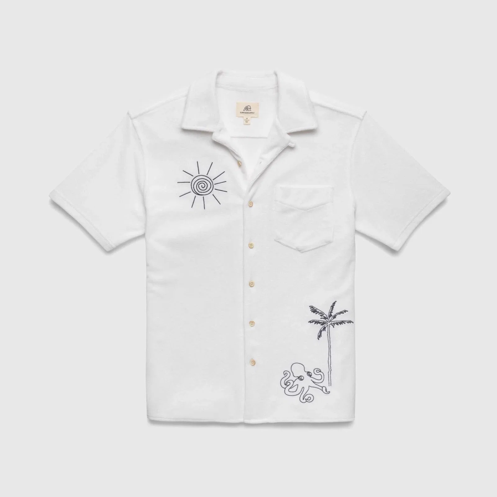 Image of Mariner Saltwater Terry Camp Collar Shirt - Brilliant White
