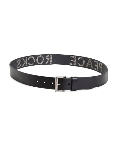 Leather Peace Rocks Studded Belt For Women