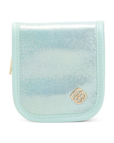 Shimmer Travel Jewelry Wallet For Women, Leather/Gold