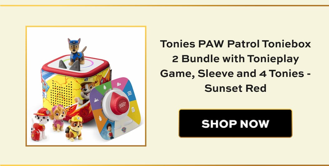 Tonies PAW Patrol Toniebox 2 Bundle with Tonieplay Game, Sleeve and 4 Tonies - Sunset Red | Shop Now