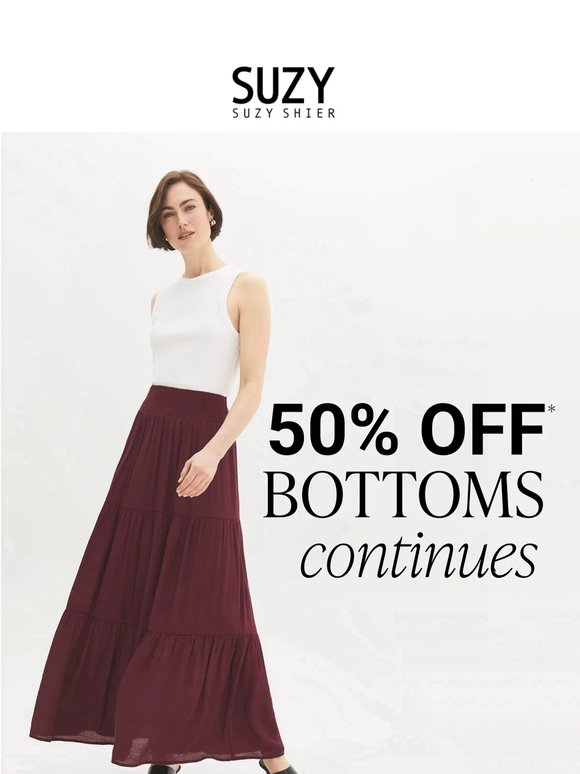 50% OFF BOTTOMS CONTINUES