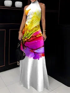 Image of Urban Turtleneck Floral Printing Maxi Dress