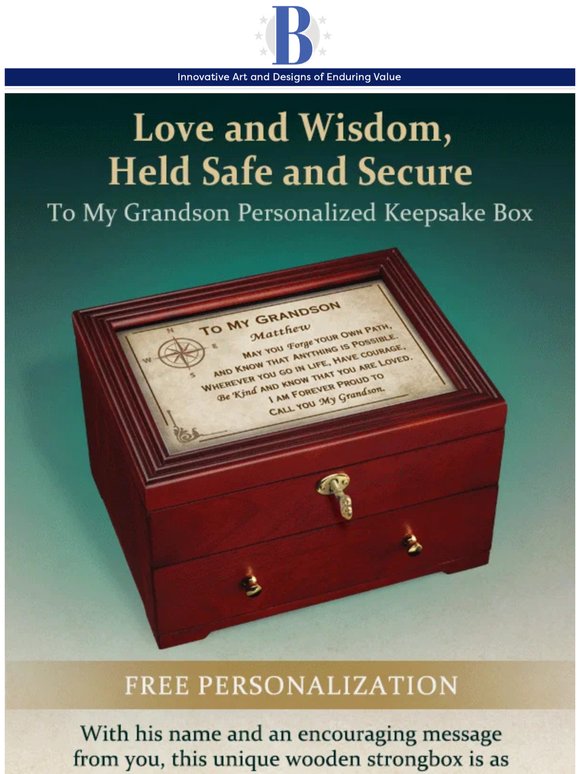 Preview on Our Site! Personalized Keepsake Box for Grandsons
