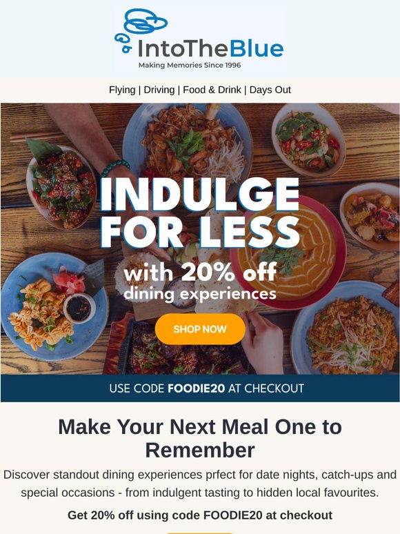Treat Yourself to 20% Off Dining Experiences🍝🍷