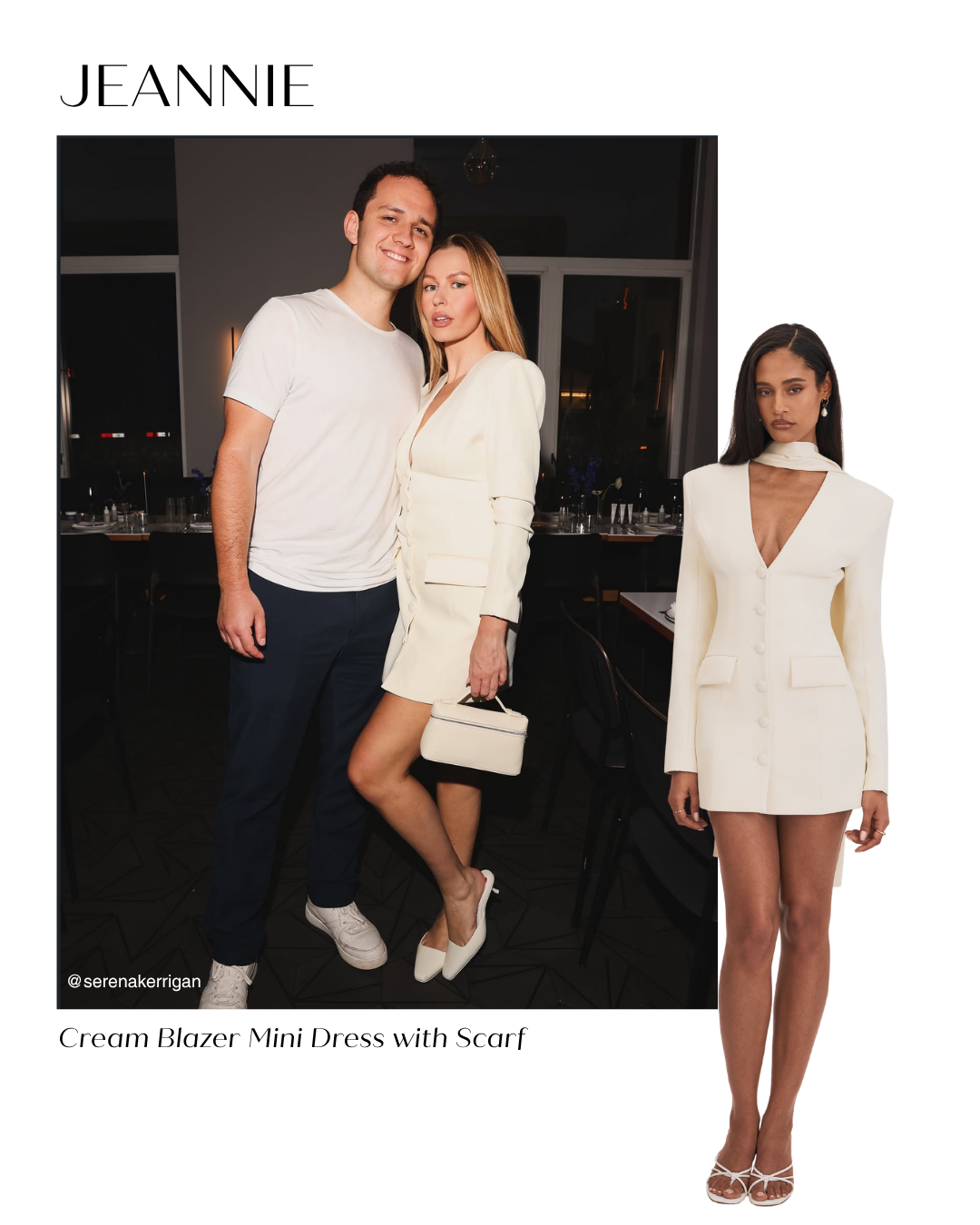 Jeannie Cream Blazer Mini Dress with Scarf