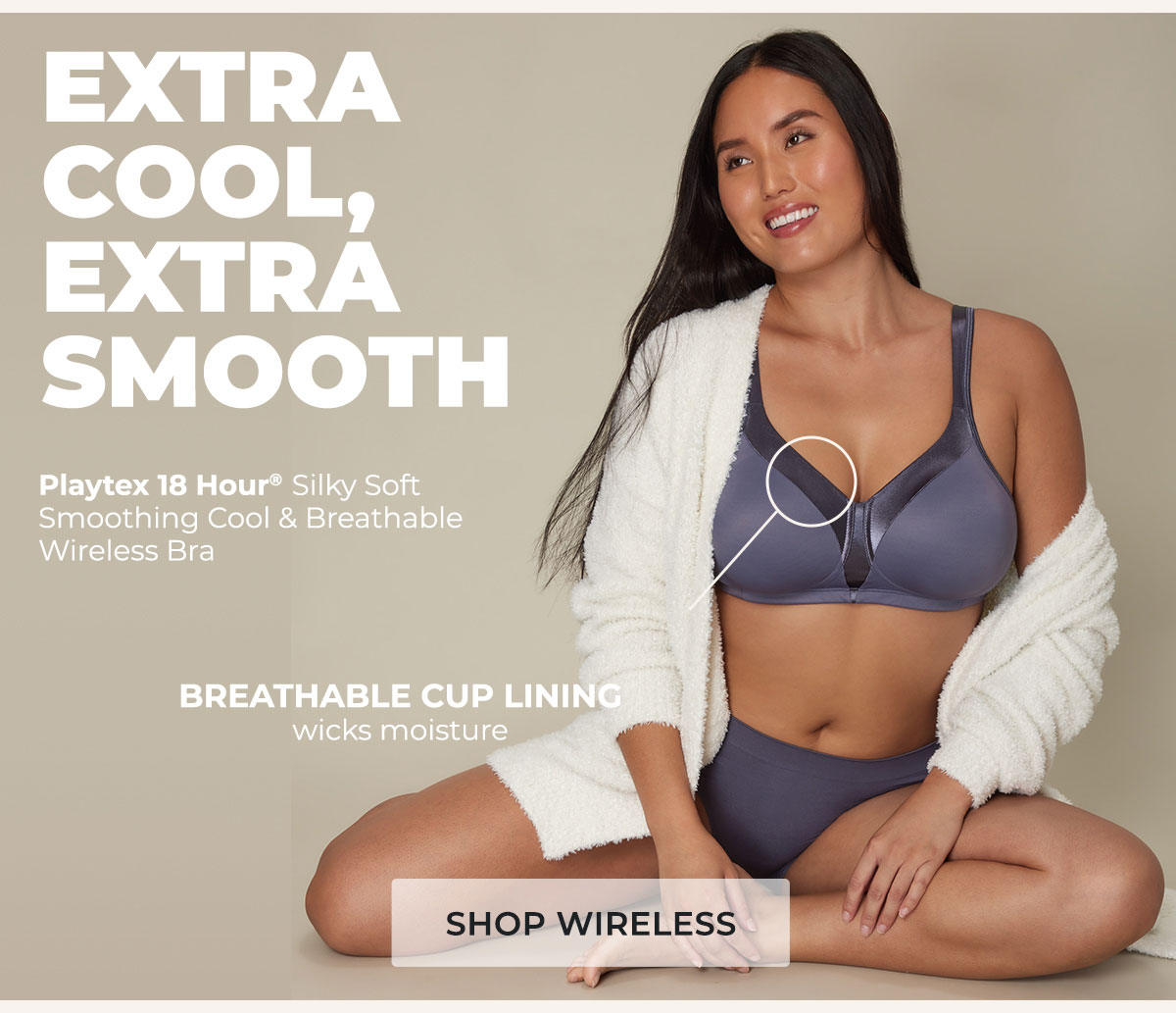 Playtex 18 Hour Silky Soft Smoothing Cool & Breathable Wireless Bra, 2-Pack