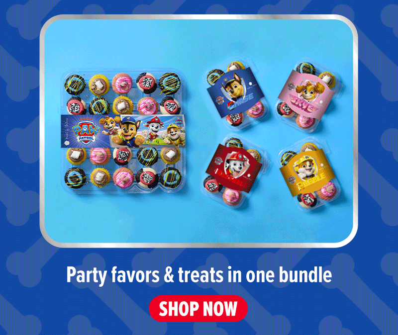 Party favors & treats in one bundle! Shop our PAW Patrol cupcake gift bundle now.