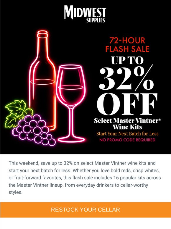 Your Next Batch Starts Here: Up to 32% Off Wine Kits!