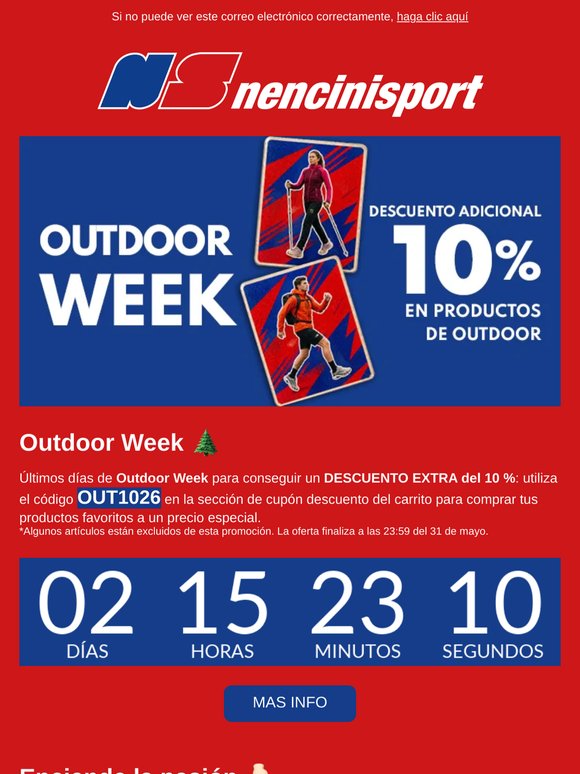 ¡Última oportunidad! EXTRA 10% - Outdoor Week