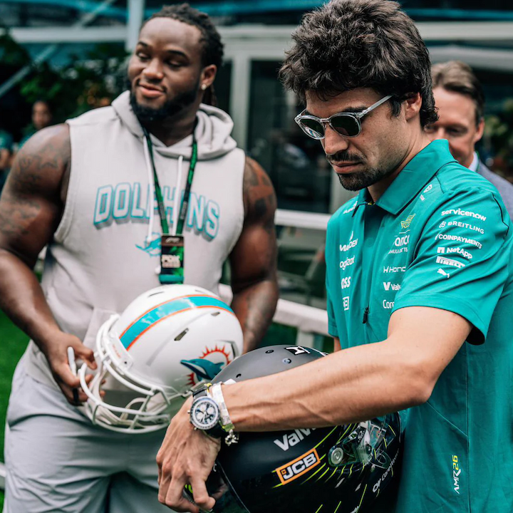 Lance Stroll Signed Helmet and Jordan Phillips Signed Football Helmet