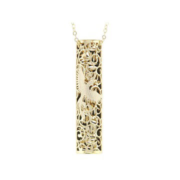 14k Yellow Gold Phoenix Ricami Bar 18\" Necklace