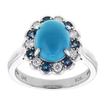 Sleeping Beauty Turquoise Rhodium Over Sterling Silver Ring 0.44ctw
