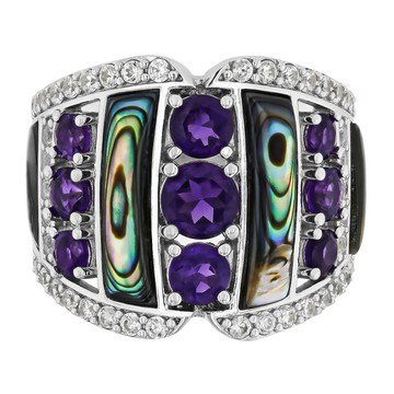 Purple Amethyst Rhodium Over Sterling Silver Ring 2.32ctw