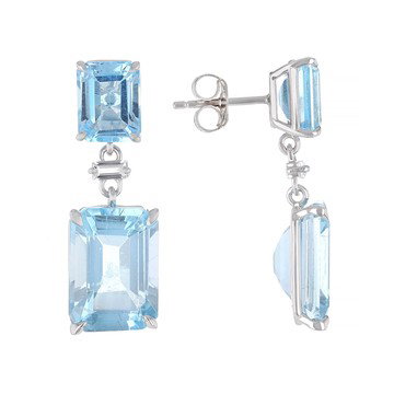 Sky Blue Topaz Rhodium Over Sterling Silver Earrings 21.25ctw