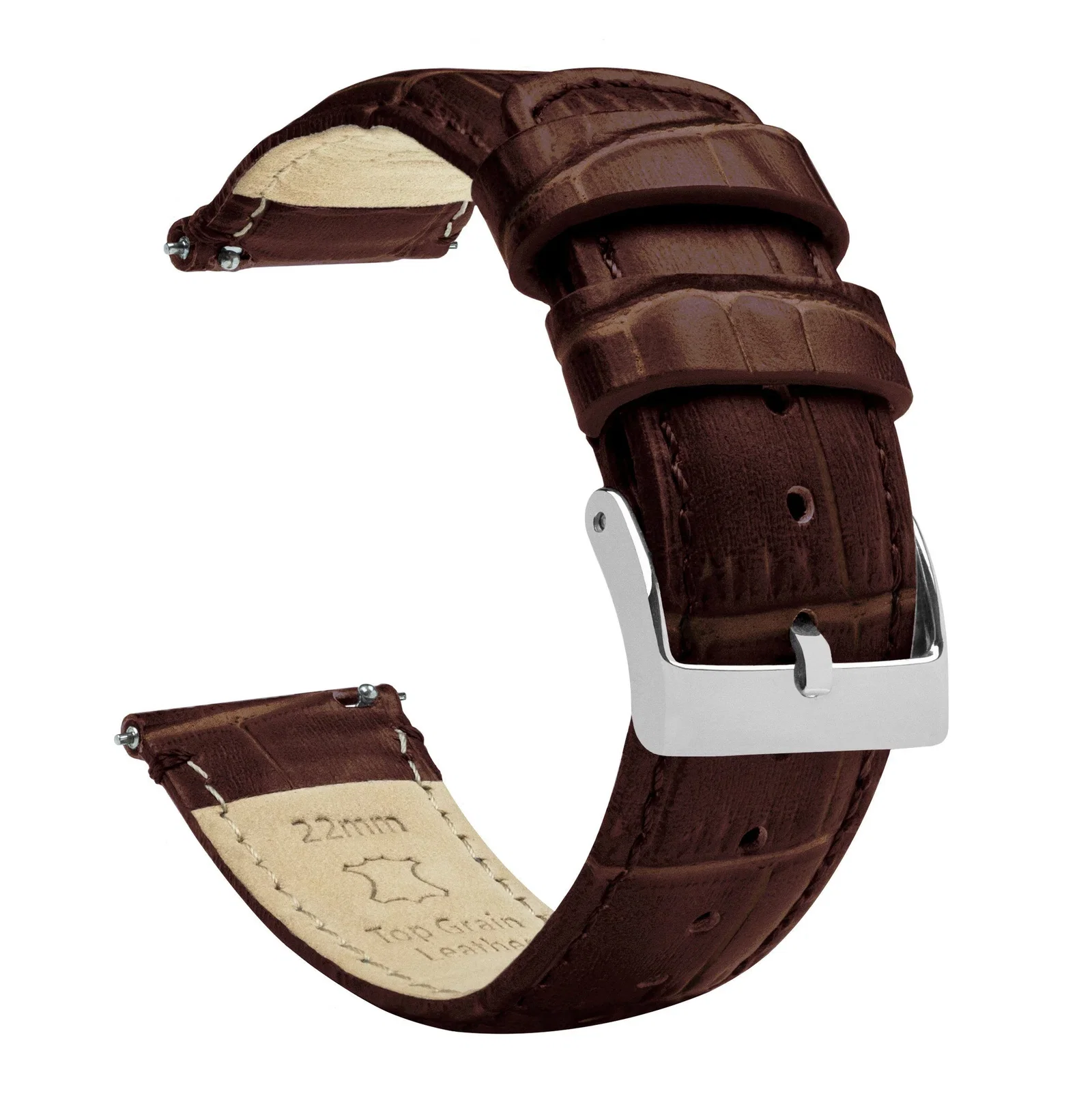 Image of Coffee Brown Alligator Grain Leather Watch Band