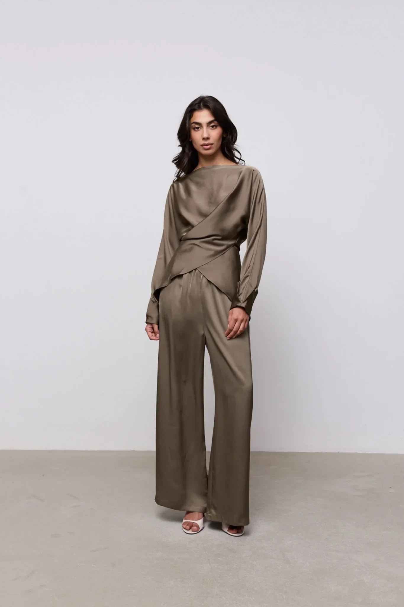 Image of Satin Wide Leg Trousers