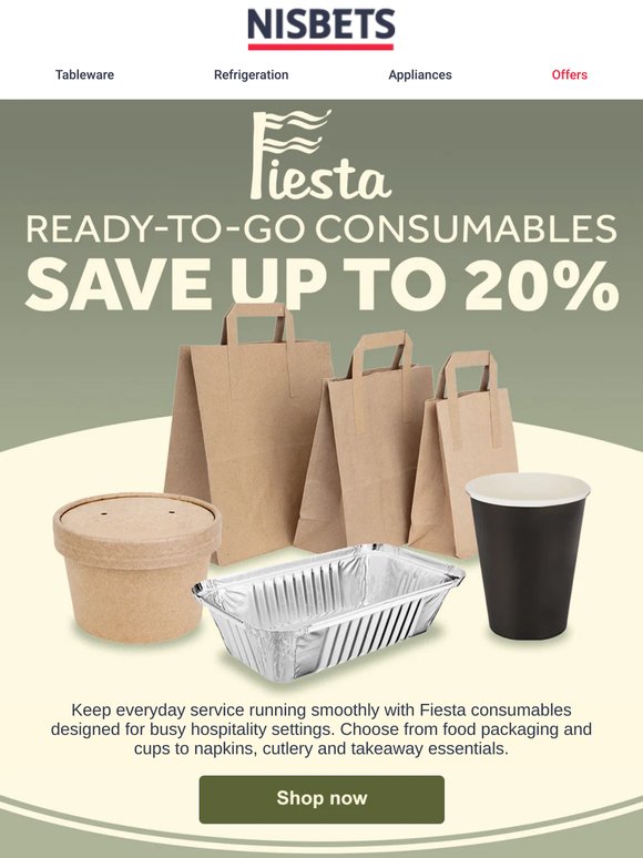 Get up to 20% off food packaging & disposables