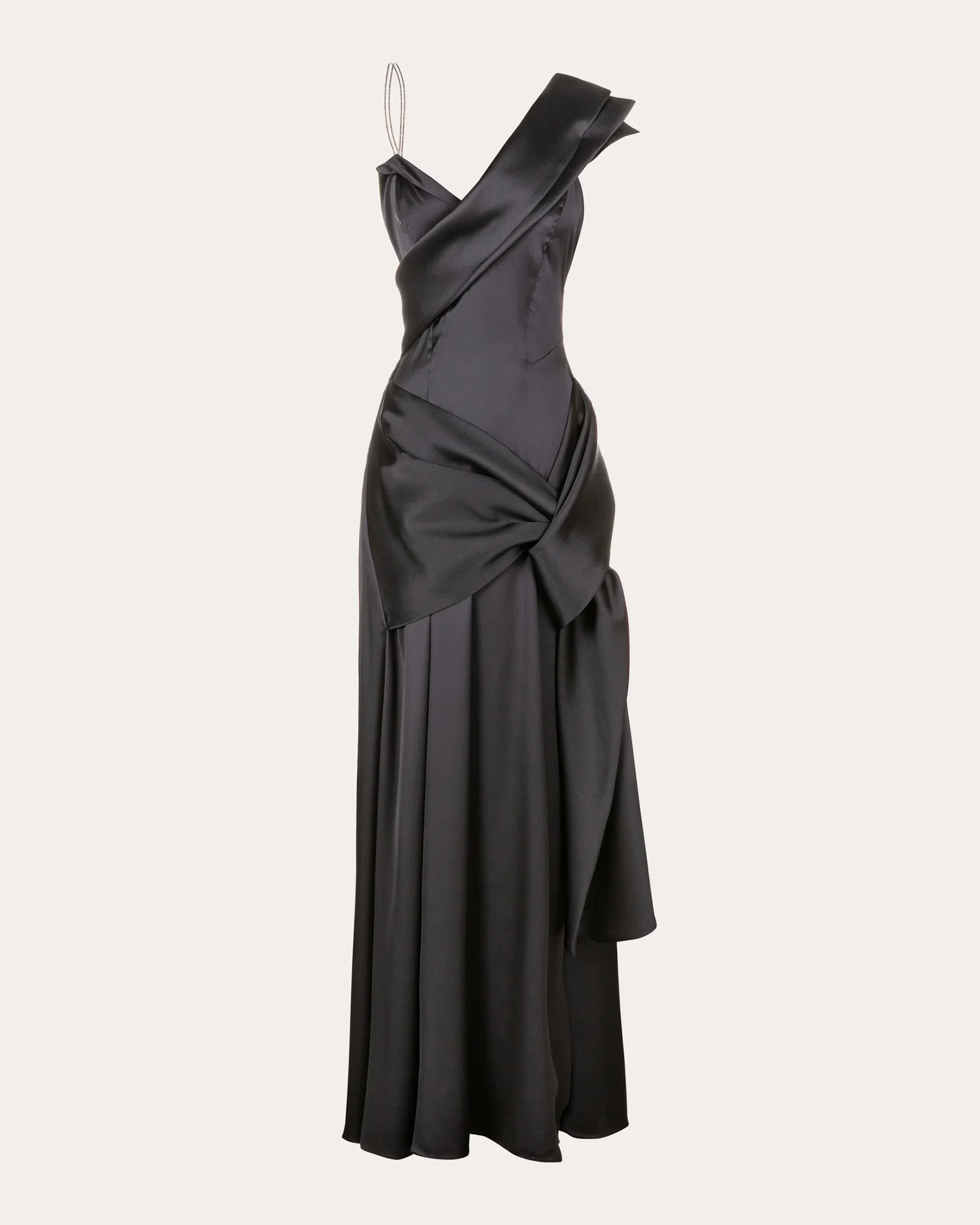 Janet Satin Draped Wrap Maxi Dress