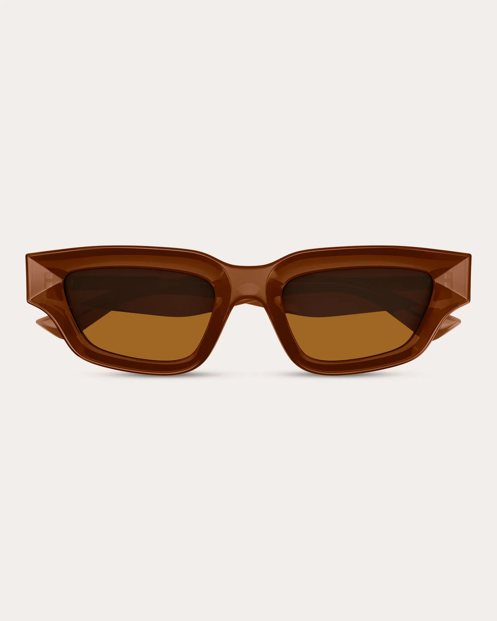 Transparent Brown Edgy Cat-Eye Sunglasses