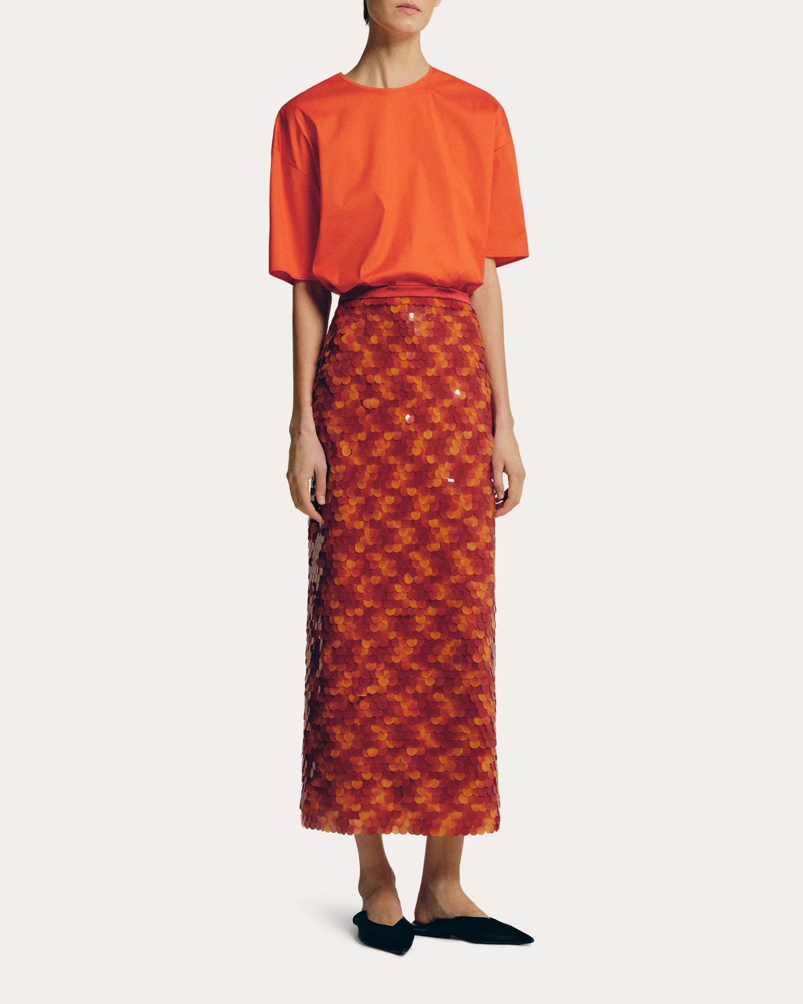 Sequin Paillette Midi Skirt
