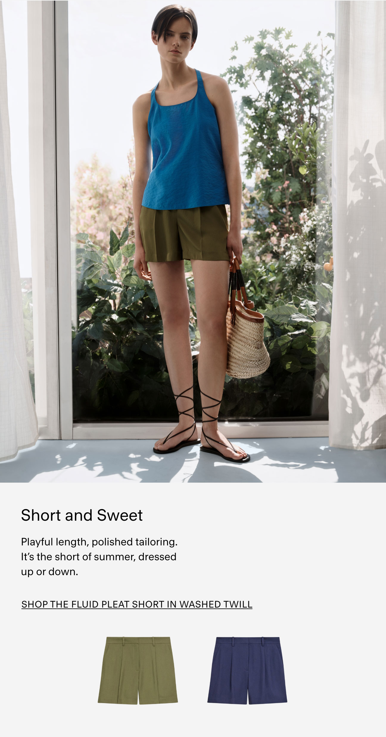 Shop The Fluid Pleat Short in Washed Twill