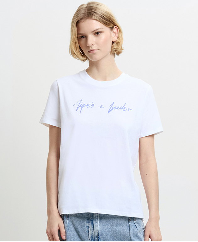 Life's A Beach White Peached Cotton T-Shirt