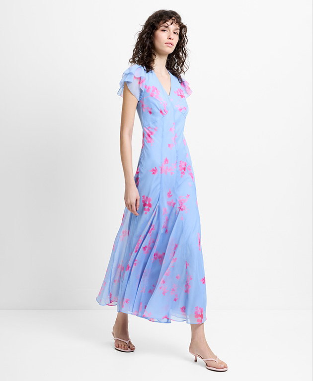 Myla Chiffon Open Back Floral Tea Dress