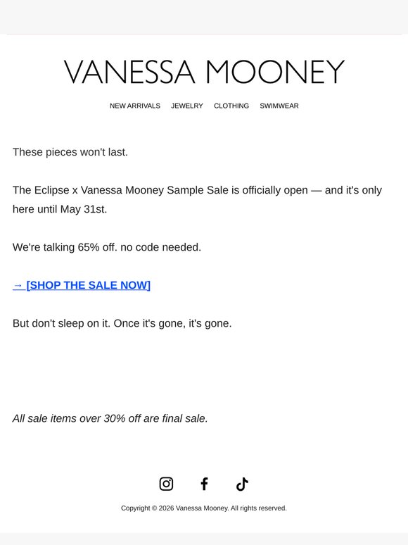 Last chance — Eclipse Sample Sale