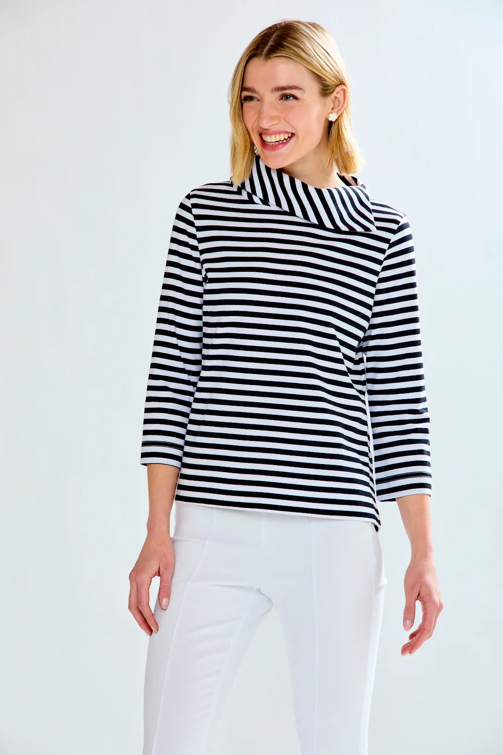 Image of The Stripe Spencer Top in Navy