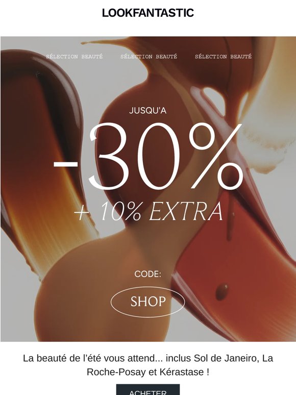 Jusqu'à -30 % sur vos indispensables beauté