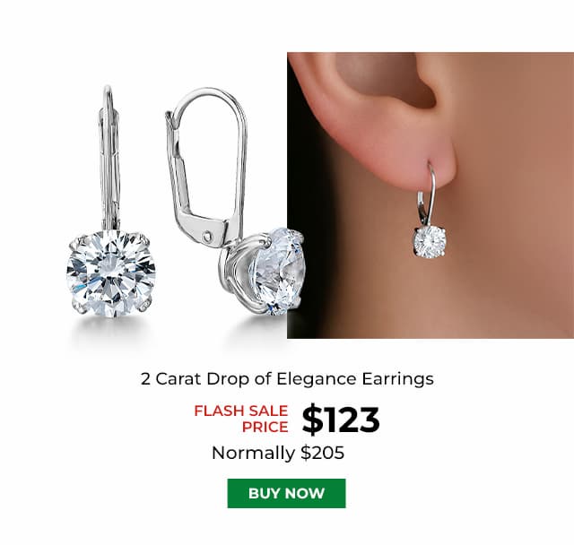 2 Carat Drop of Elegance Earrings Platinum Clad