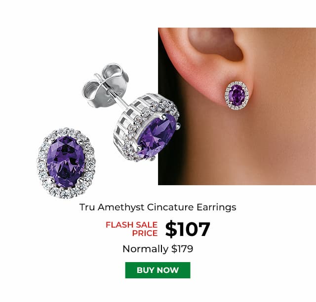 Tru Amethyst Cincature Earrings Platinum Clad