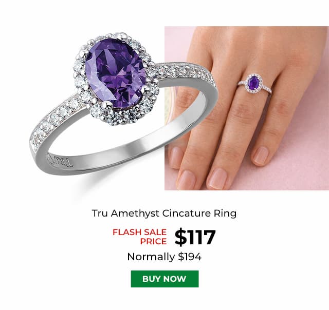 Tru Amethyst Cincature Ring Platinum Clad