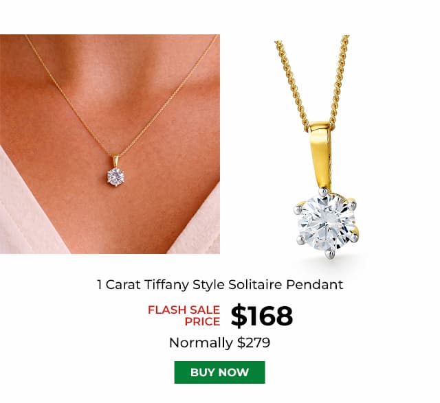 1 Carat Tiffany Style Solitaire Pendant Gold Clad