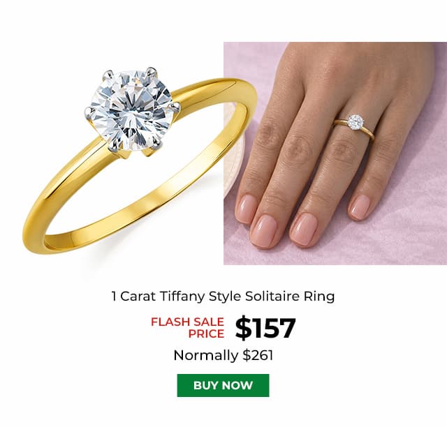 1 Carat Tiffany Style Solitaire Ring Gold Clad