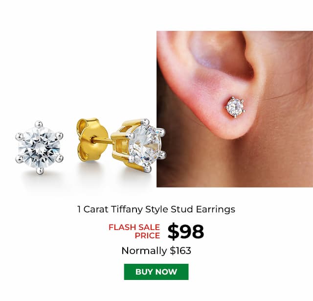 1 Carat Tiffany Style Stud Earrings Gold Clad
