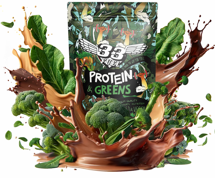 33Fuel Premium Protein — 30g complete plant protein, real ingredients no UPFs, antioxidant-rich pure cacao, the protein your 60-year-old self is counting on